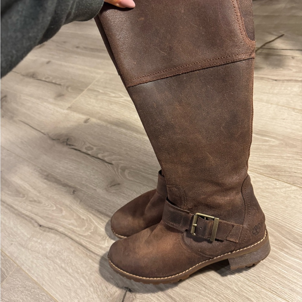 Brown Leather Knee-High Boots
